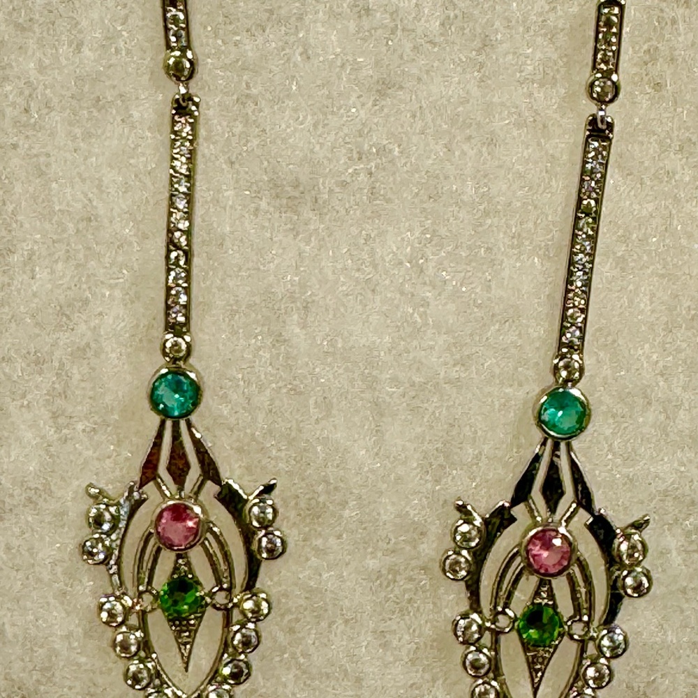 Elegant Silver and Green Dangle Earrings